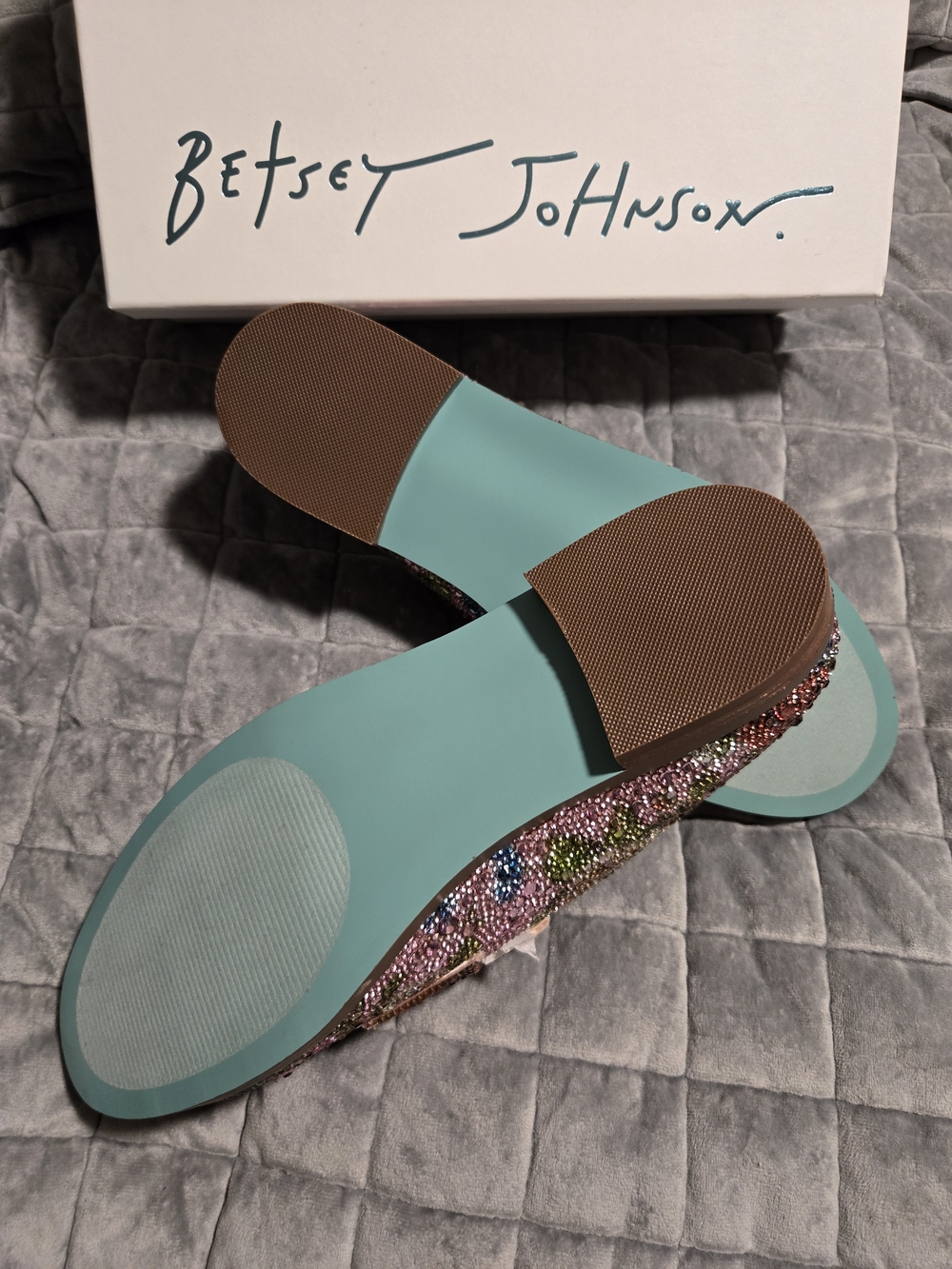 Betsey Johnson Pink Multicolor Crystal Penny Loafers - Picture 5 of 6